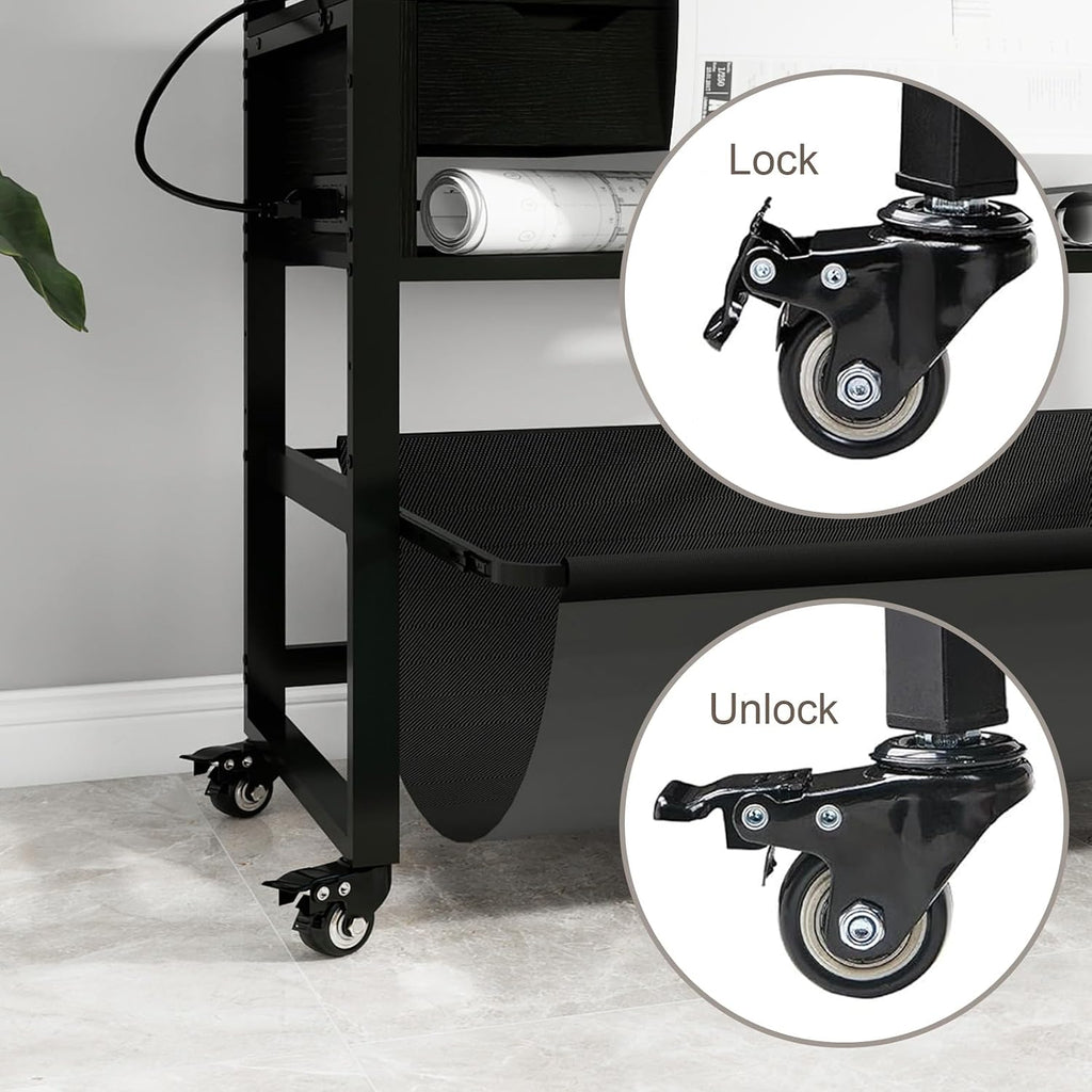 Natwind Wide Format Printer Stand, Plotter Workbench Table,Black