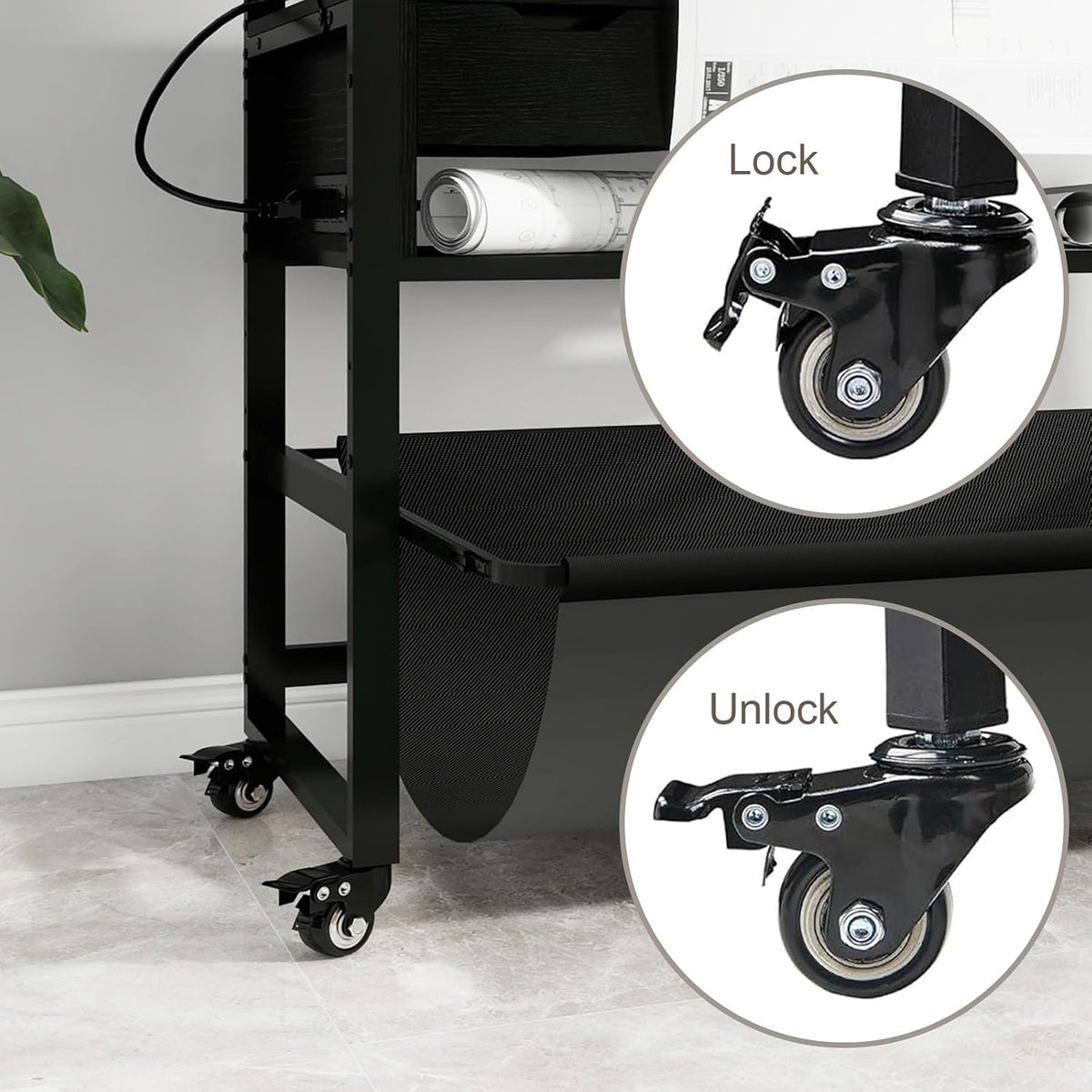 Natwind Wide Format Printer Stand, Plotter Workbench Table,Black