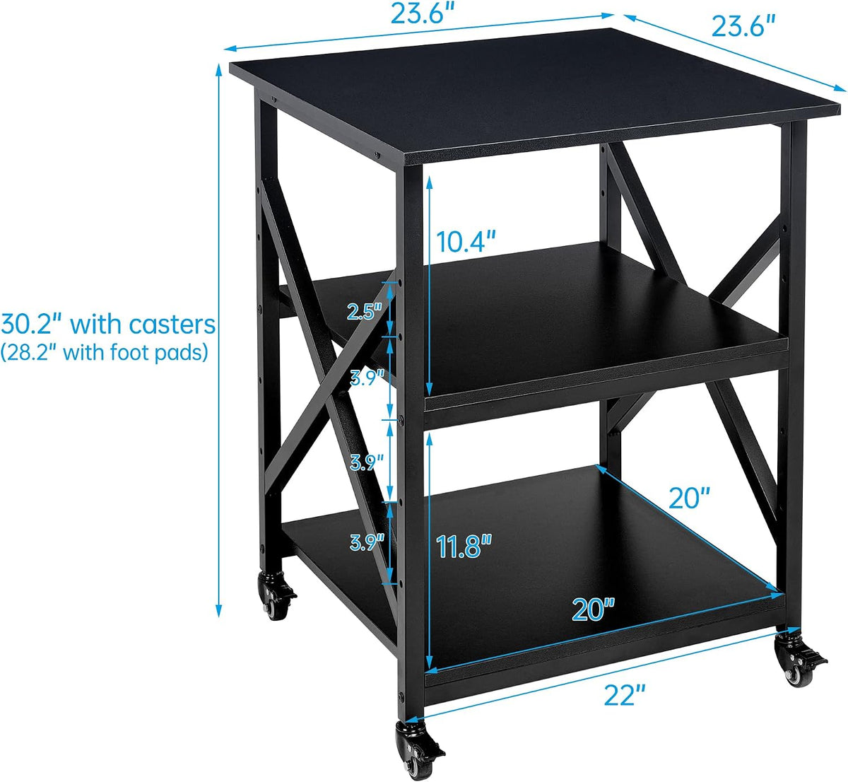 Fannova 23.6"x23.6"x30.1" Large Printer Stand with Adjustable Storage Shelf