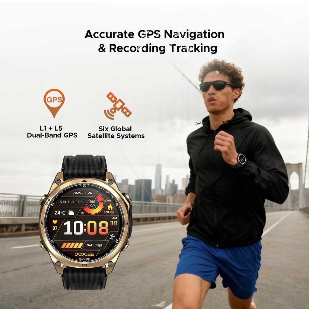 Anywise W1 GPS Smart Watches for Men, 6 Satellite Positioning, 50M Waterproof Fitness Tracker, 1.43'' AI Mens Smart Watch for Android Phone/iphone compatible,Answer/Make Call/12 Days Battery