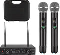 Wireless Microphone System with case, Metal UHF Dual Handheld 20 Channels Professional Cordless Mic System for Church, DJ, Karaoke,Wedding, Home KTV Set (Green)