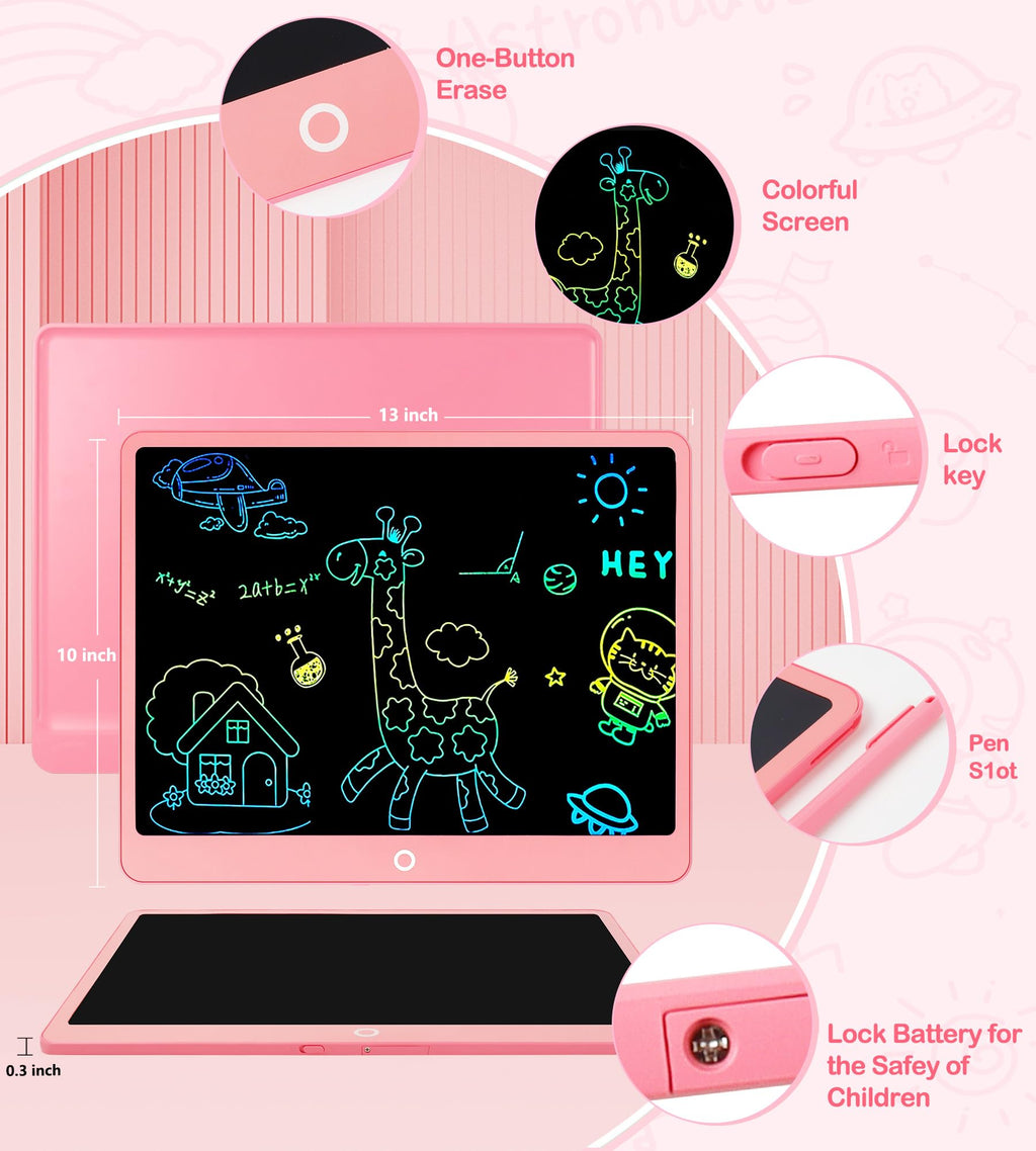 LCD Writing Tablet Doodle Board, 16inch Colorful Drawing Tablet Writing Pad, Kids Travel Essentials, Toddler Toys for 3 4 5 6 7 8 Year Old Girls Boys- Christmas and Birthday Gifts