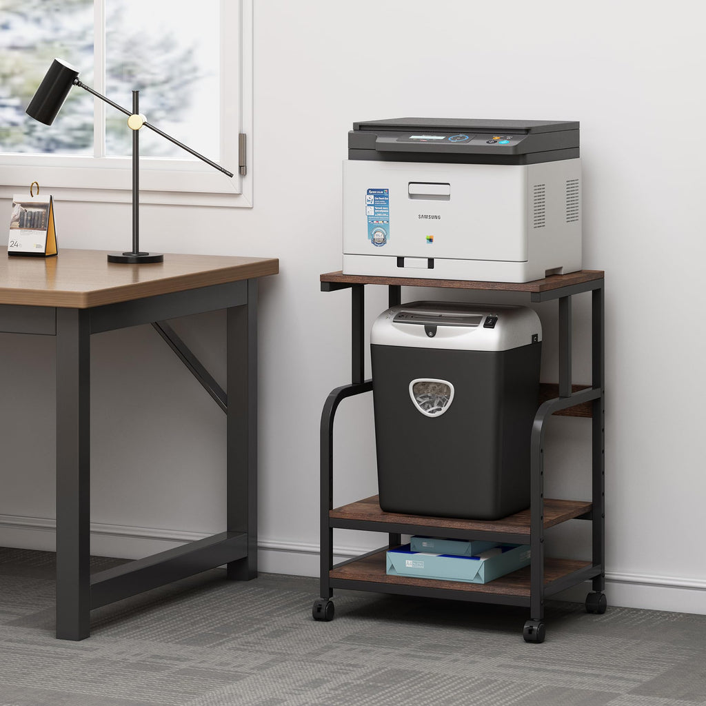 Fannova 3 Tier Gray Printer Stand with Height Adjustable Storage Shelf