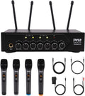 Pyle Wireless Microphones, Professional UHF Dual Microphones for Karaoke, Wireless Dynamic Microphone System Set with Rechargeable Receiver,Plug and Play, Speech, Wedding, Church, PA System