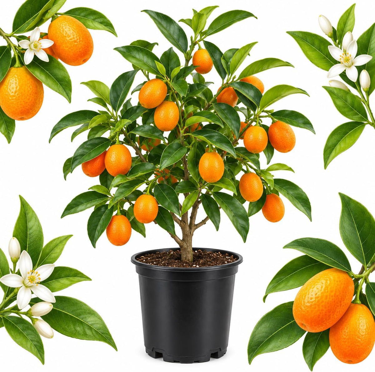 Meiwa Kumquat Tree Live Plants 1 Ft Tall Tall | Fresh Sweet Kumquats | Fragrant Citrus Blooms | Versatile Live Fruit Trees for Outdoor or Patio Planting (No Ship to CA, HI, AK)