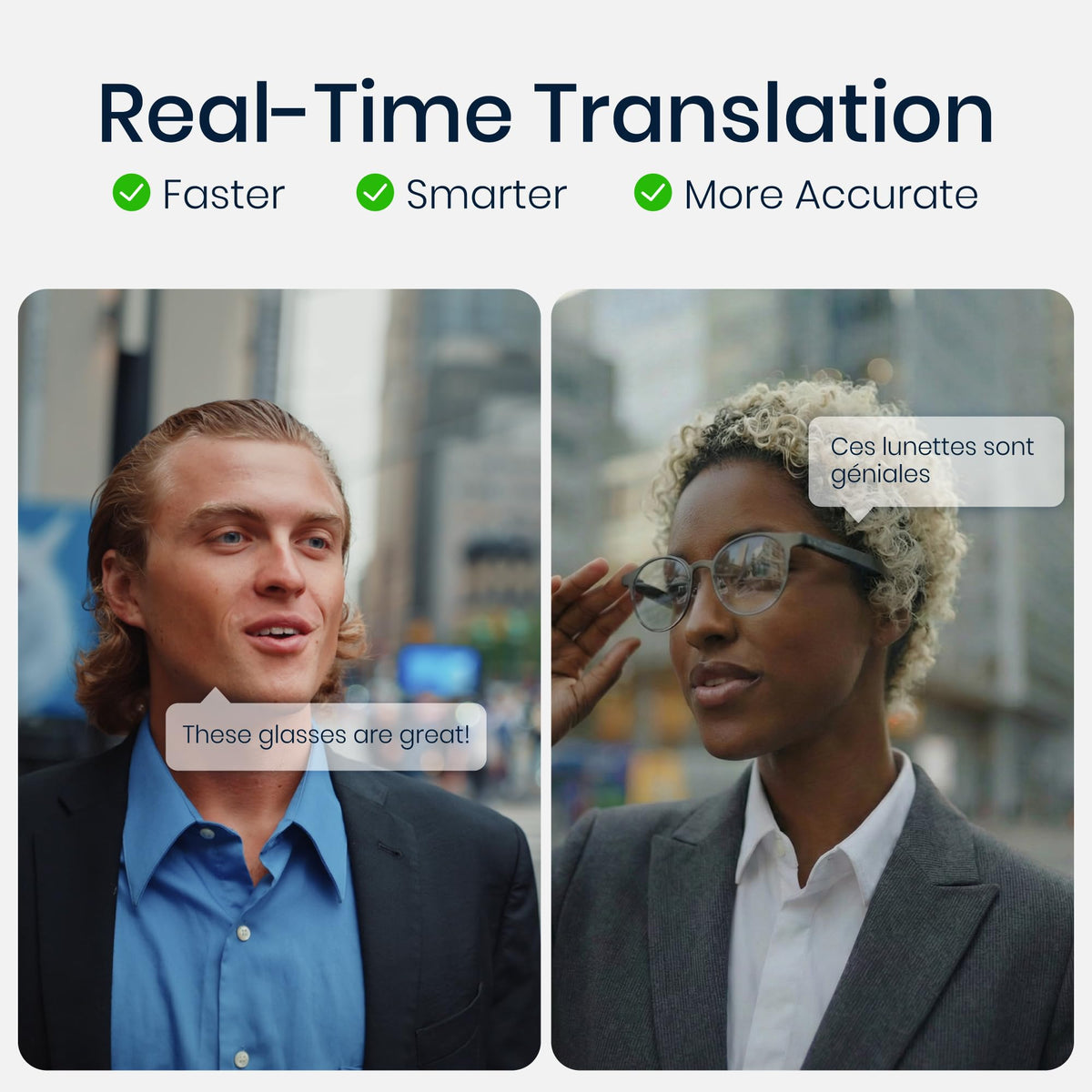 AI Smart Glasses with Real-Time Translation & Meeting Transcription Titanium Frame, Bluetooth Open-Ear Audio, Voice Recording, No Camera Privacy-First, ChatGPT & Gemini, 48H Battery,Black