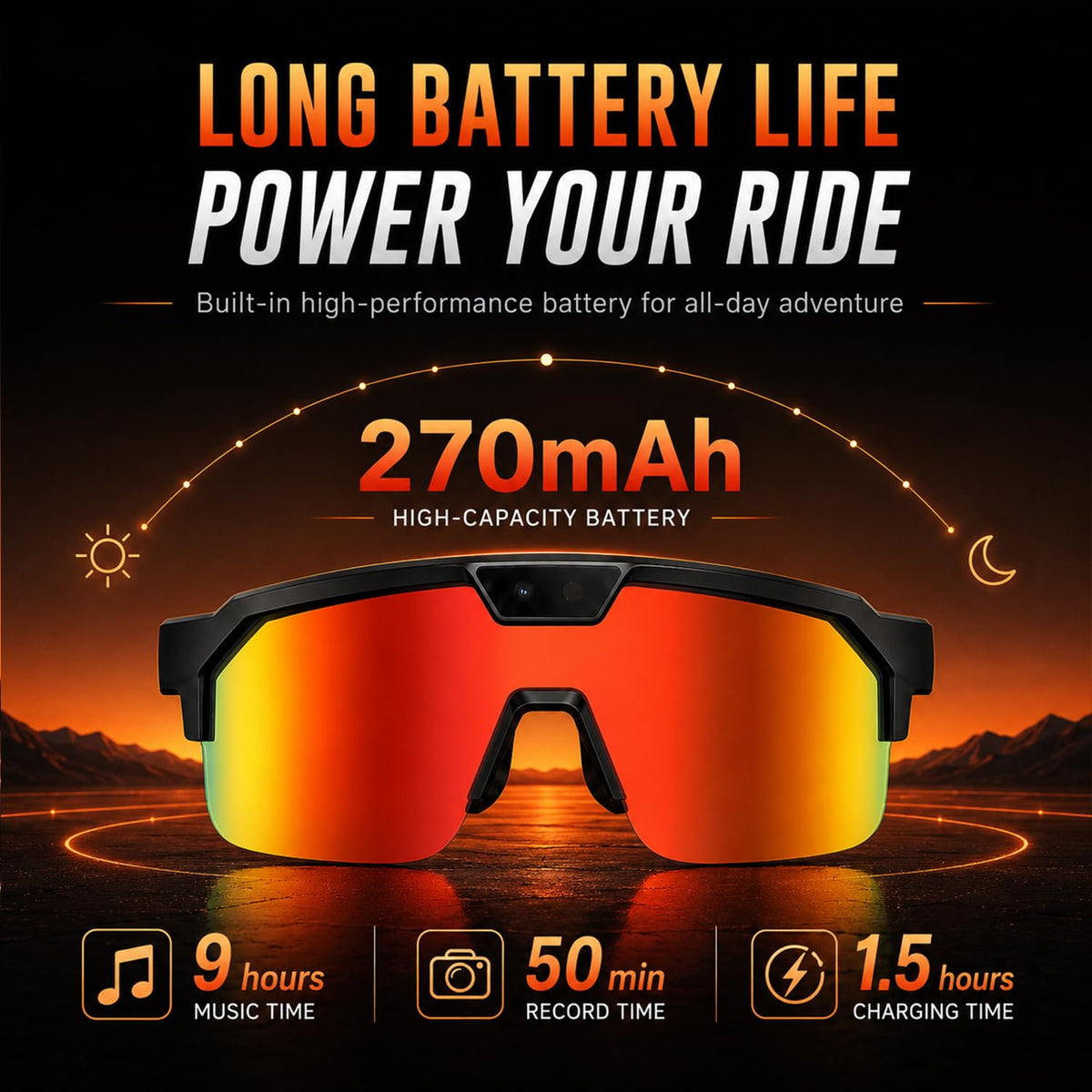AI Smart Glasses with 35MP Camera,1200P EIS Video Recorder for Cycling