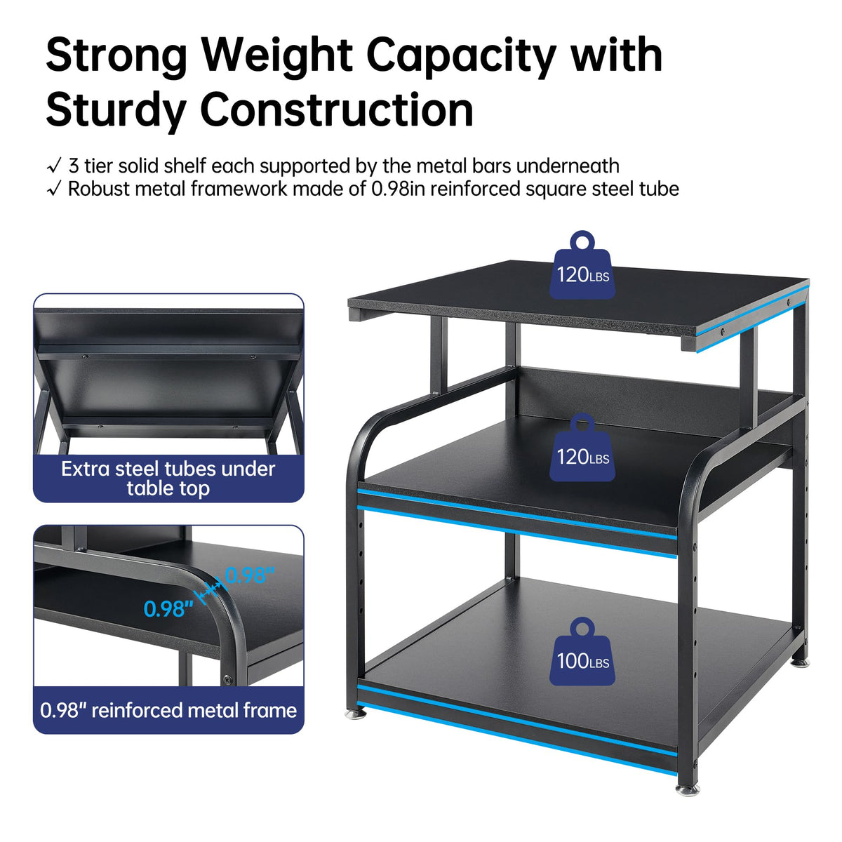 Fannova 23.6"x18.9"x30" Large Printer Stand with Adjustable Storage Shelf