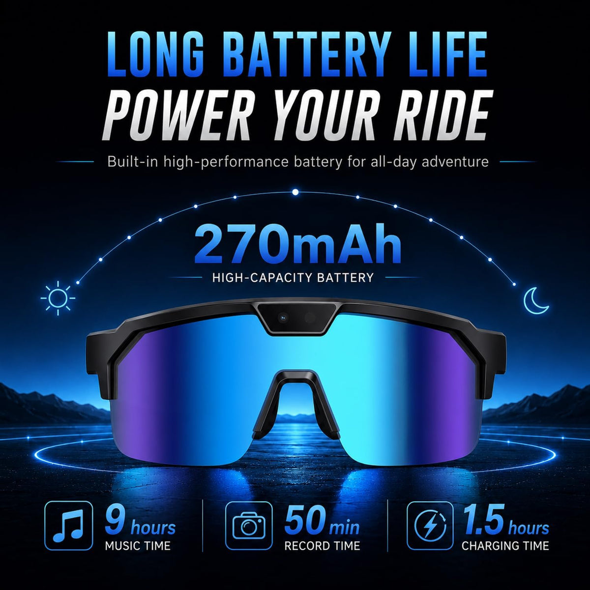 AI Smart Glasses with 35MP Camera,1200P EIS Video Recorder for Cycling