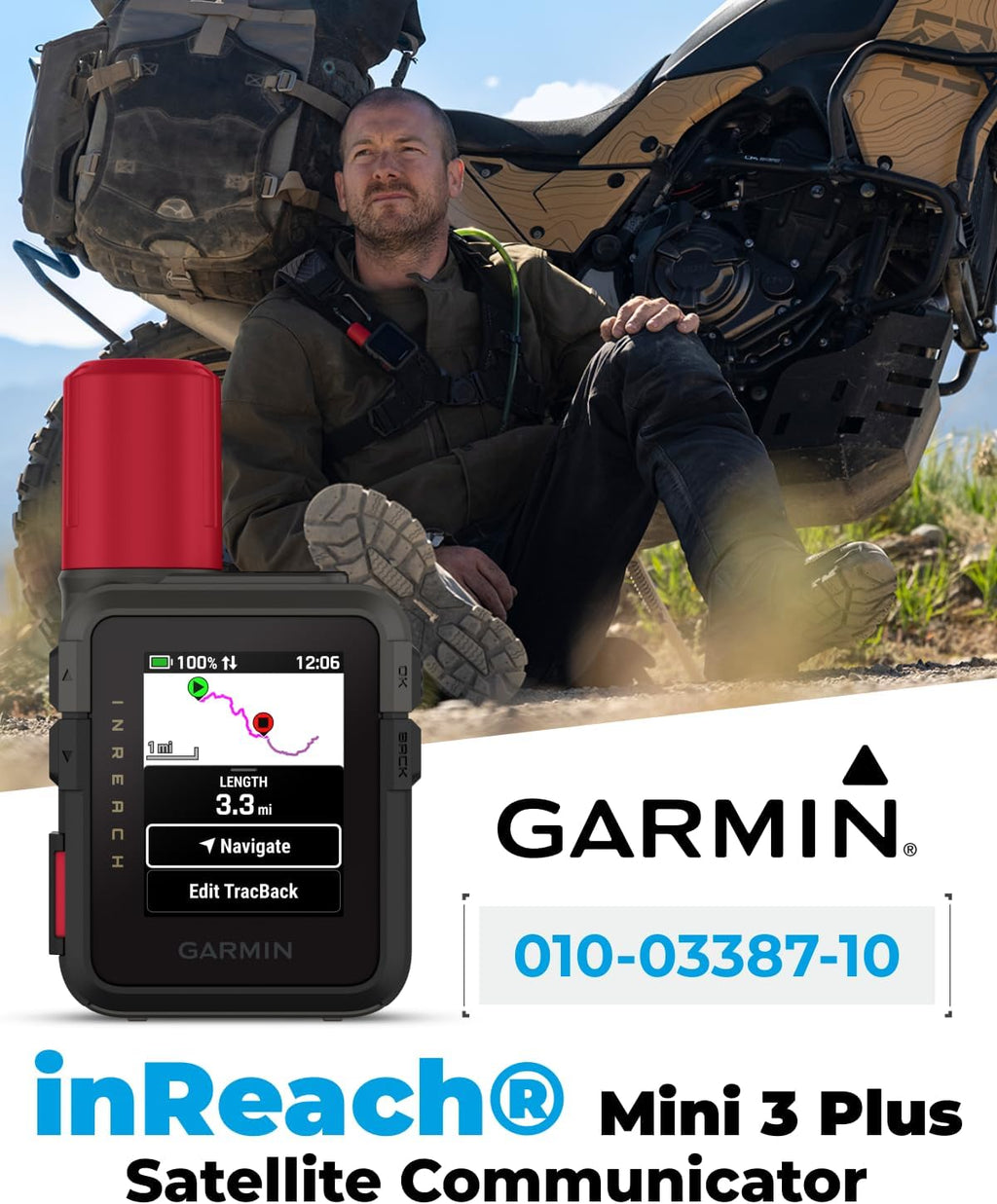 Garmin inReach Mini 3 Plus Rugged Global Satellite Communicator, Touchscreen Texting, Photo & Voice Messaging, Emergency SOS Messages & Battery Up to 350 Hours w/ Wearable4U Power Car/Wall Bundle