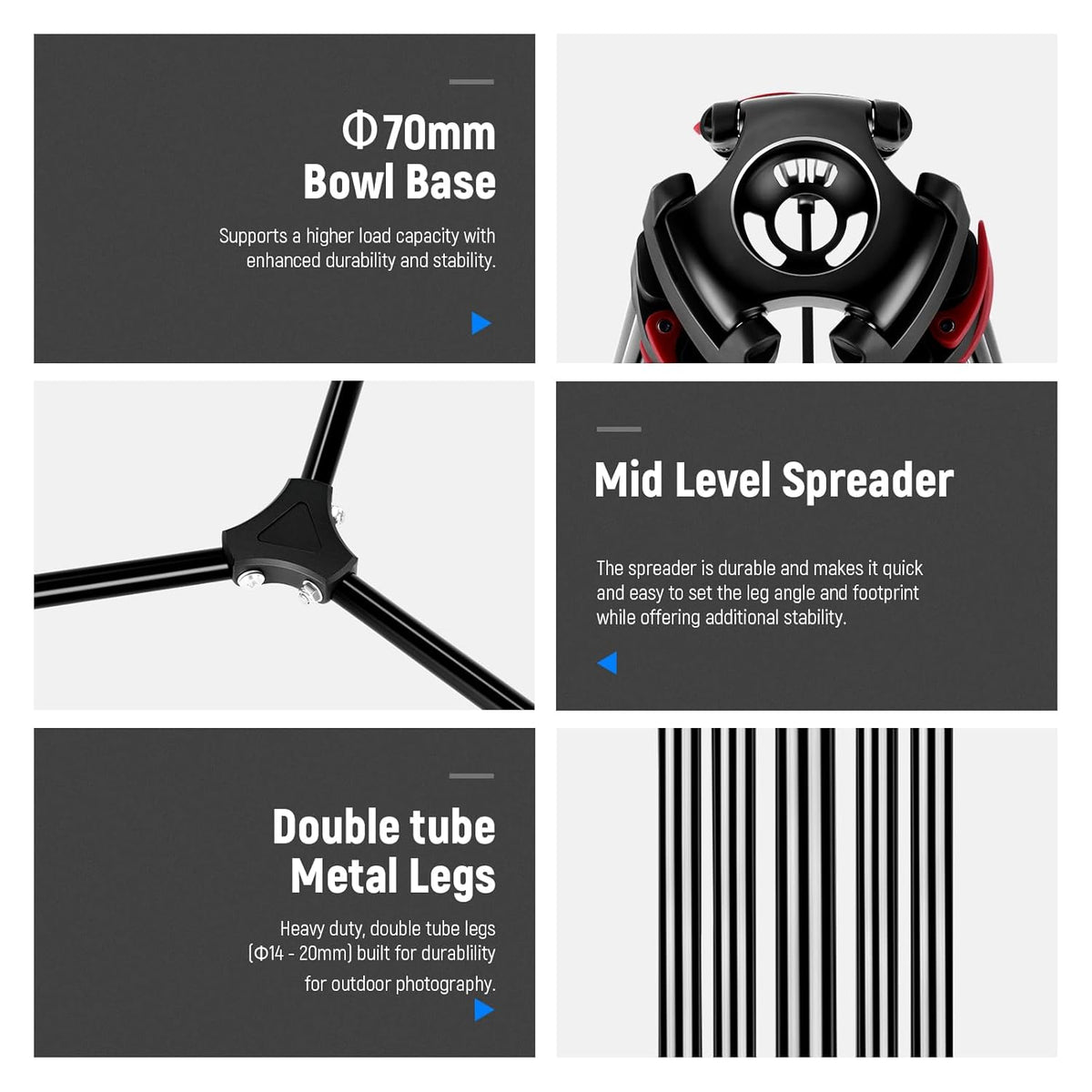 NEEWER 79"/200cm Video Tripod, Heavy Duty Aluminum Alloy Camera Tripod