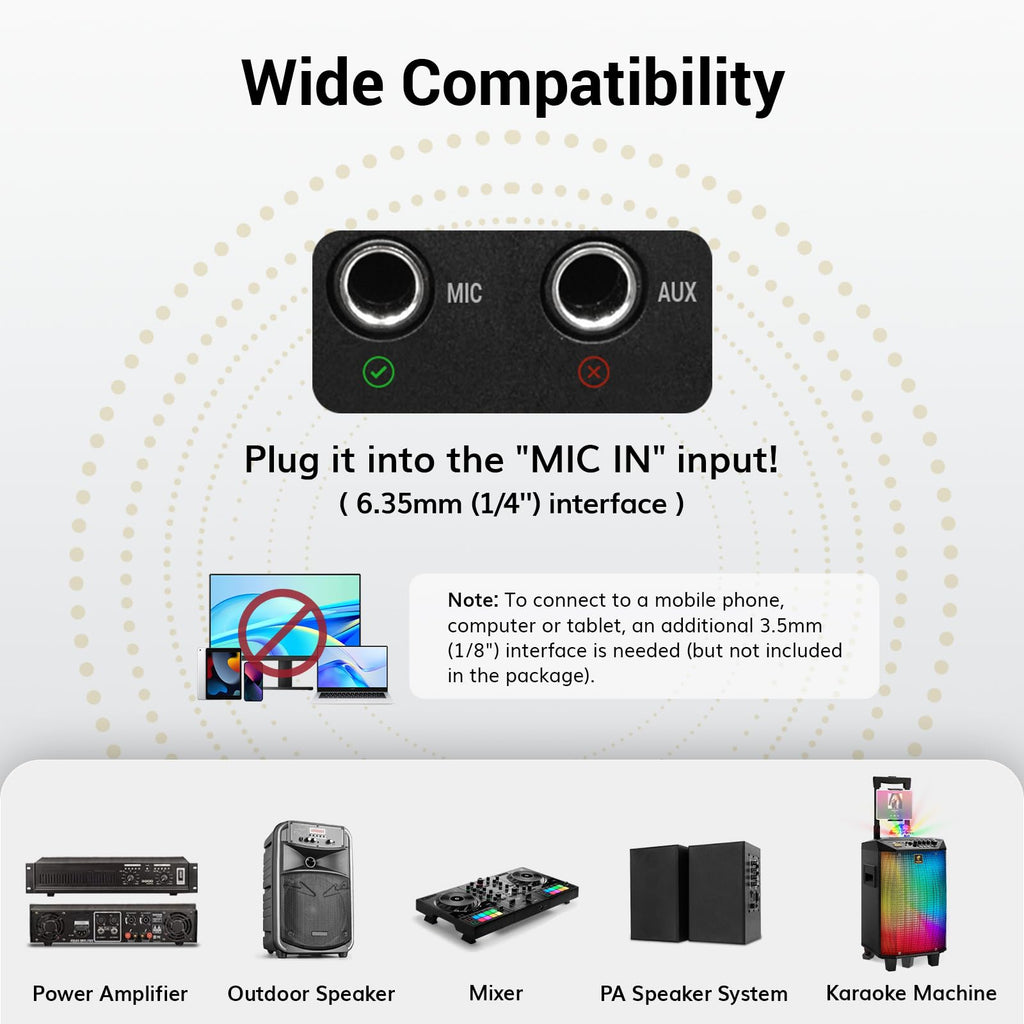 TONOR Wireless Microphone System, Handheld Mic Set with Headset/Lapel Mics