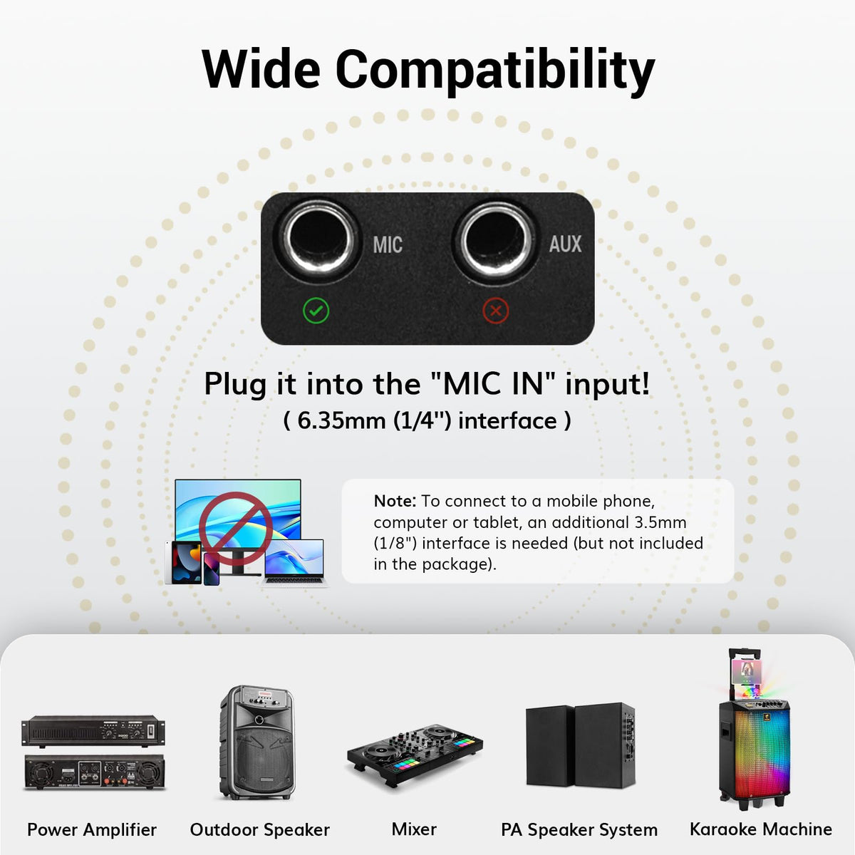 TONOR Wireless Microphone System, Handheld Mic Set with Headset/Lapel Mics