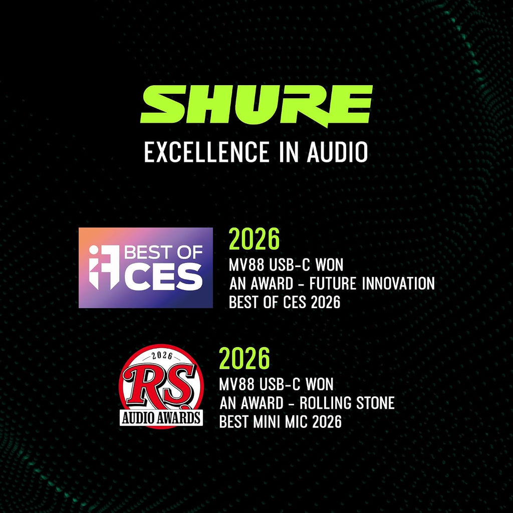 Shure MV88 USB-C Microphone for Mobile Recording - Black