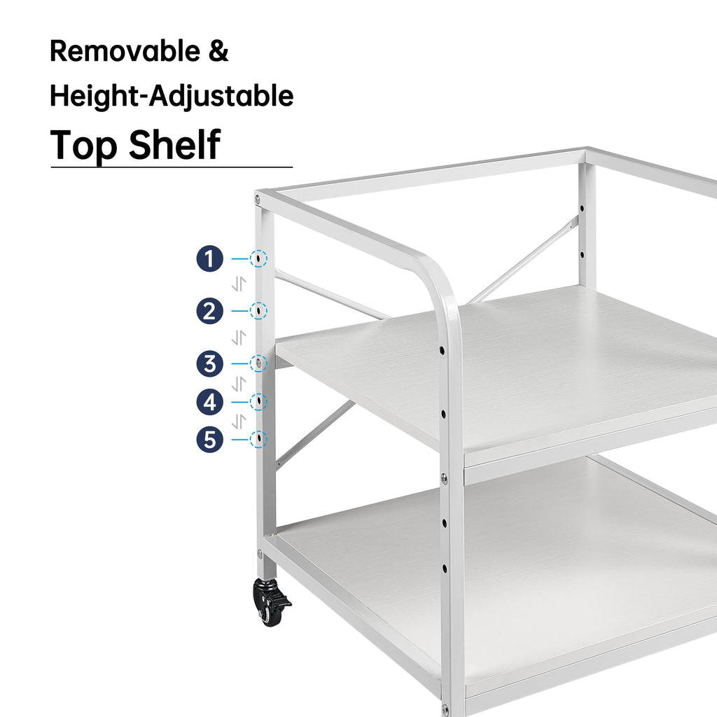 Fannova 2 Tier Under Desk Printer Stand with Storage, 20 Inches Deep Large Printer Table with Height Adjustable Shelf, Rolling Printer Cart with Wheels for Home Office - Black