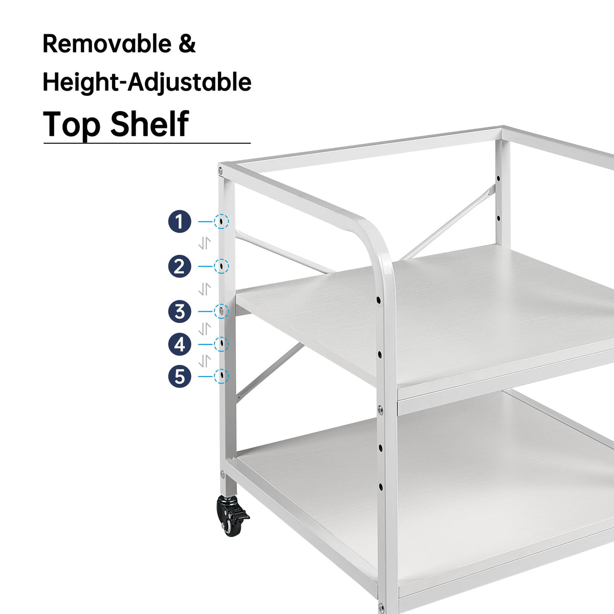 Fannova 2 Tier Under Desk Printer Stand with Storage, 20 Inches Deep Large Printer Table with Height Adjustable Shelf, Rolling Printer Cart with Wheels for Home Office - Black