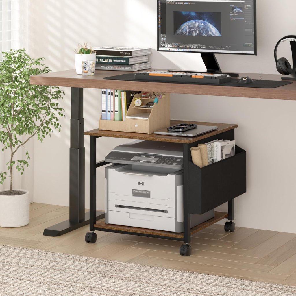 Lerliuo White Large Printer Stand with Storage