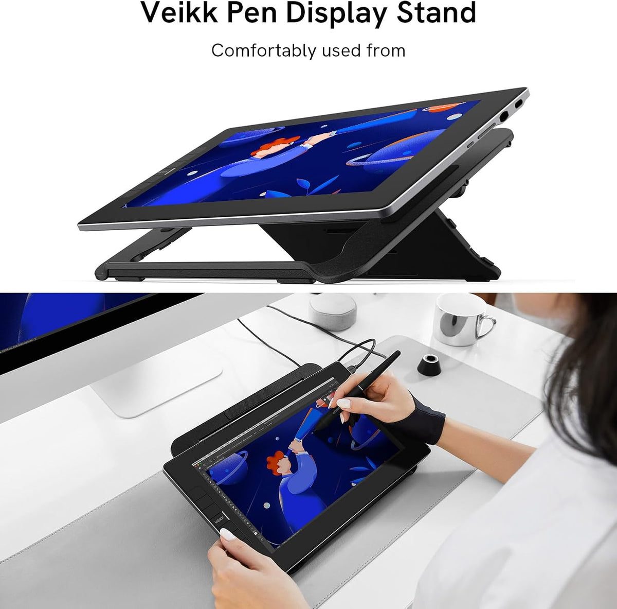 VEIKK Drawing Tablet Stand for Desk Foldable and Adjustable Graphics Tablet