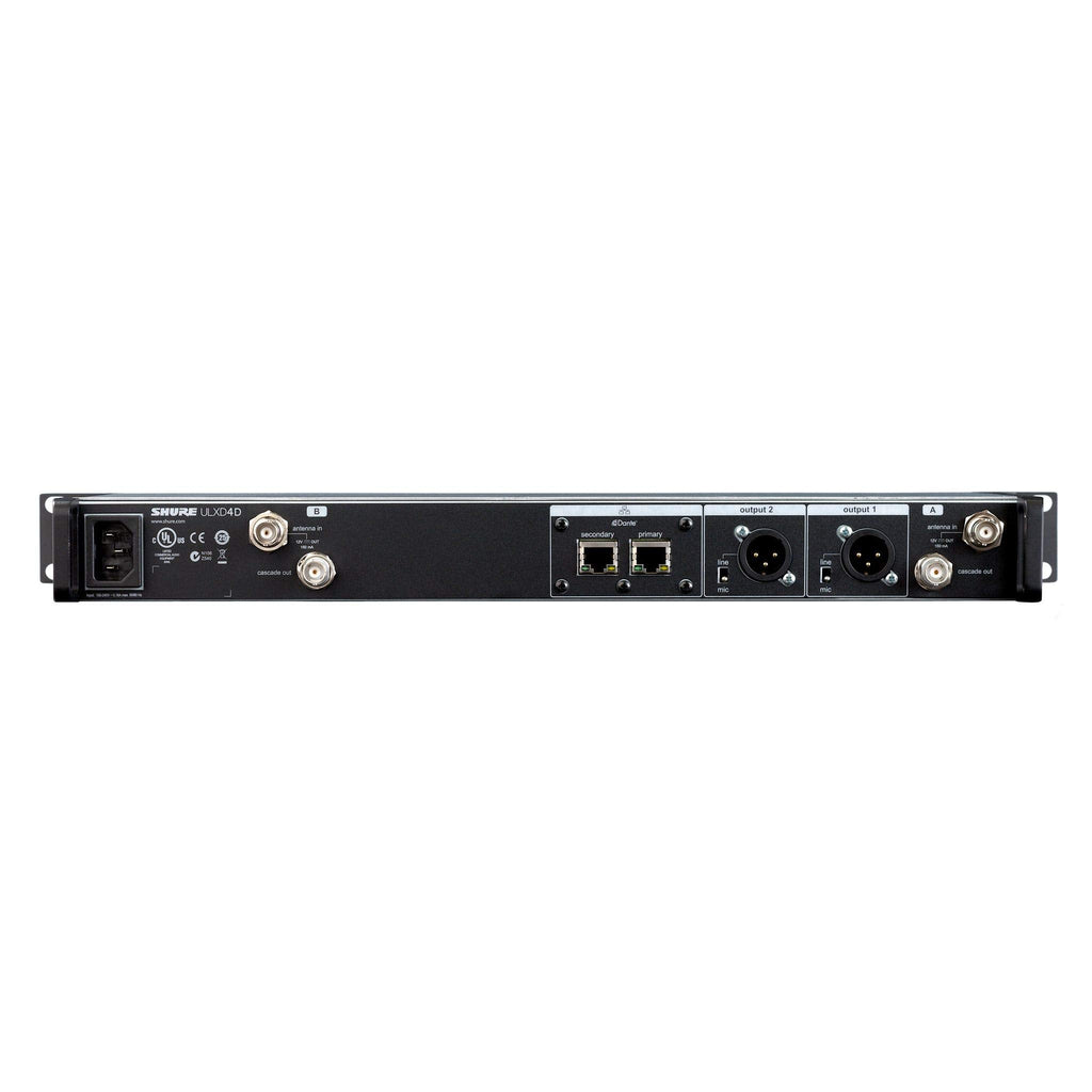 Shure ULXD4D Quad Channel Receiver - for use with ULX-D Digital Wireless Microphone Systems, Transmitters Sold Separately | J50A Band (ULXD4Q=-J50A)