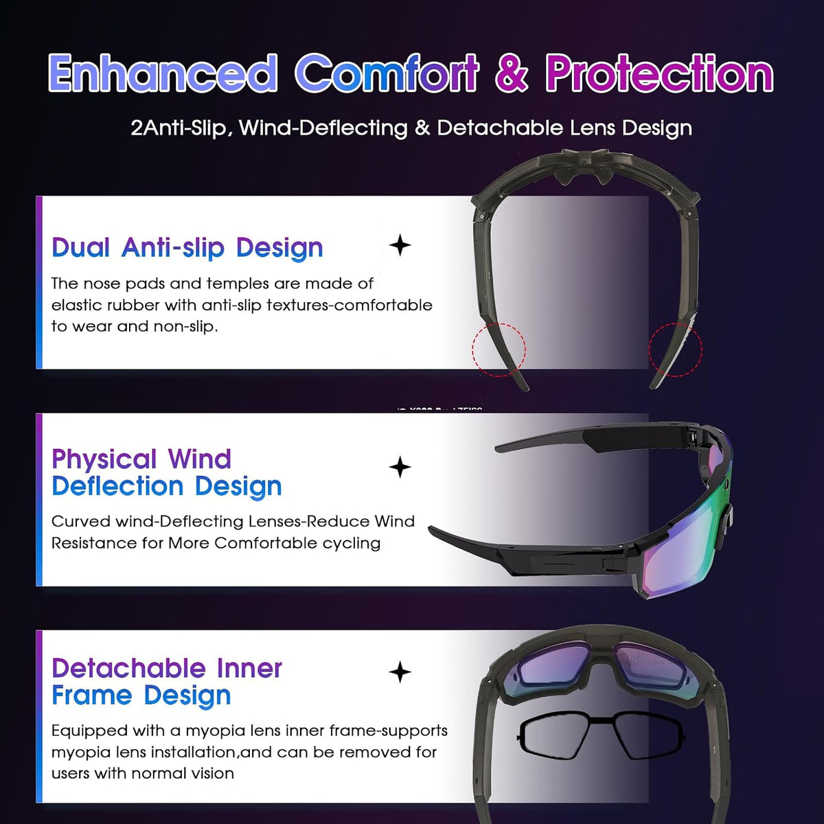 AI Smart Glasses with Camera for Cycling & Outdoor Sports - Blue