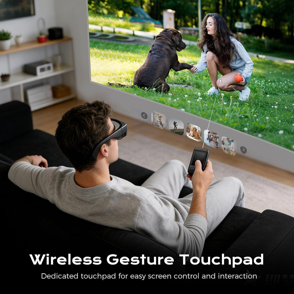 AR Smart Glasses, 150" 1080P Micro-OLED Display, 16MP Camera, 3DoF Ring Control, Android 14, 8G+128G, 36Â° FOV, Light Waveguide Lens for Streaming & Office AR Smart Glasses