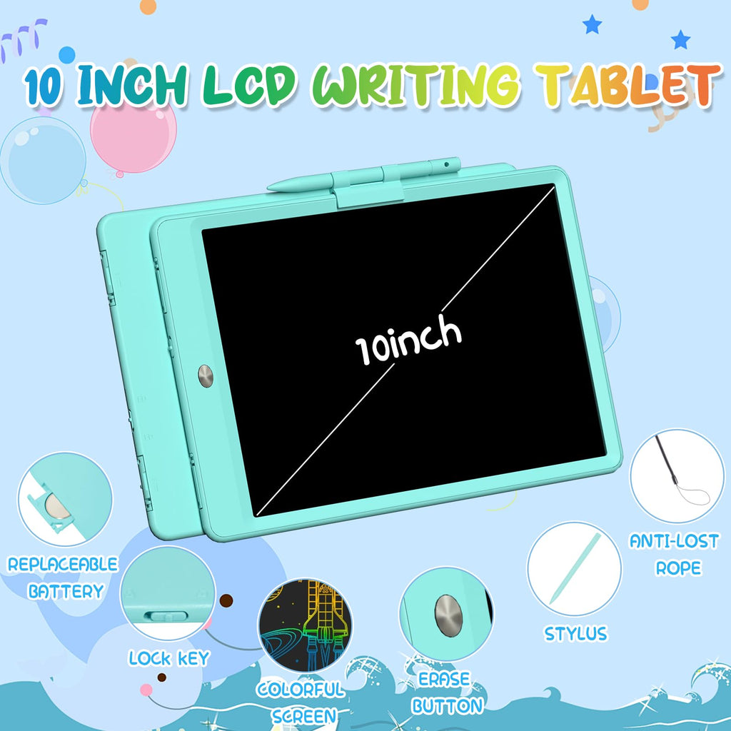 LCD Writing Tablet for Kids 10 Inch Reusable Drawing Tablets for Kids Colorful Writing Board Electronic Drawing Board Educational and Learning Toys for 2-4 Year Old Boys