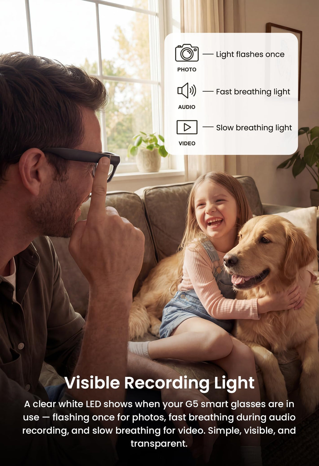 G5 AI Smart Glasses with Camera, 13MP Recording Glasses for Big Heads - XXL