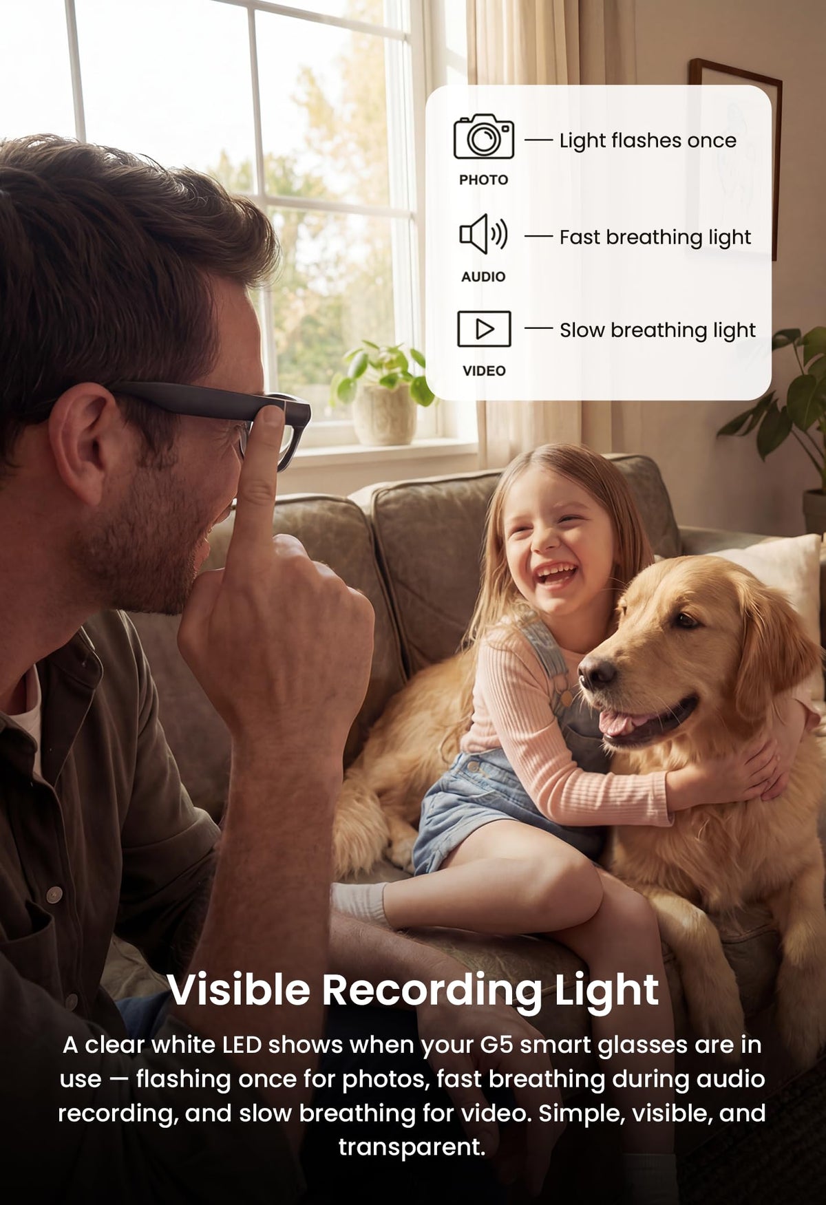 G5 AI Smart Glasses with Camera, 13MP Recording Glasses for Big Heads - XXL