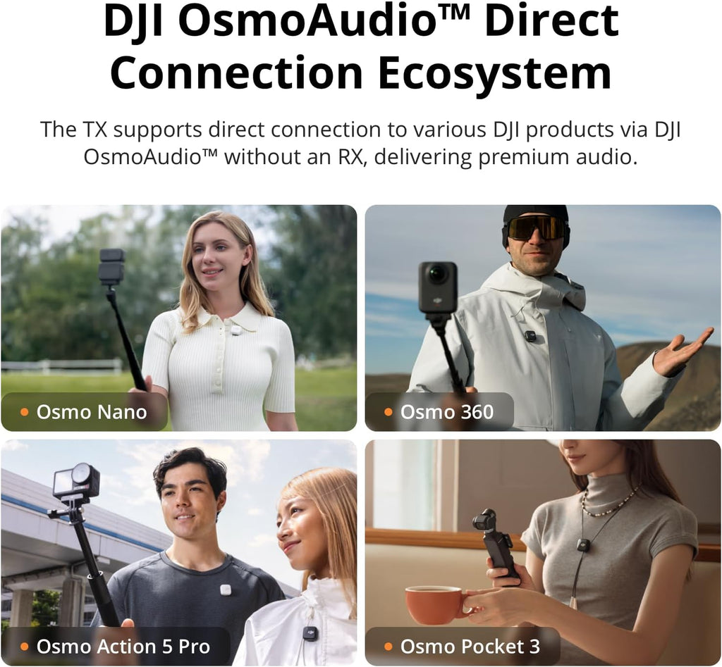 DJI Mic 2 (1 TX + 1 RX), Wireless Mic with Intelligent Noise Cancelling