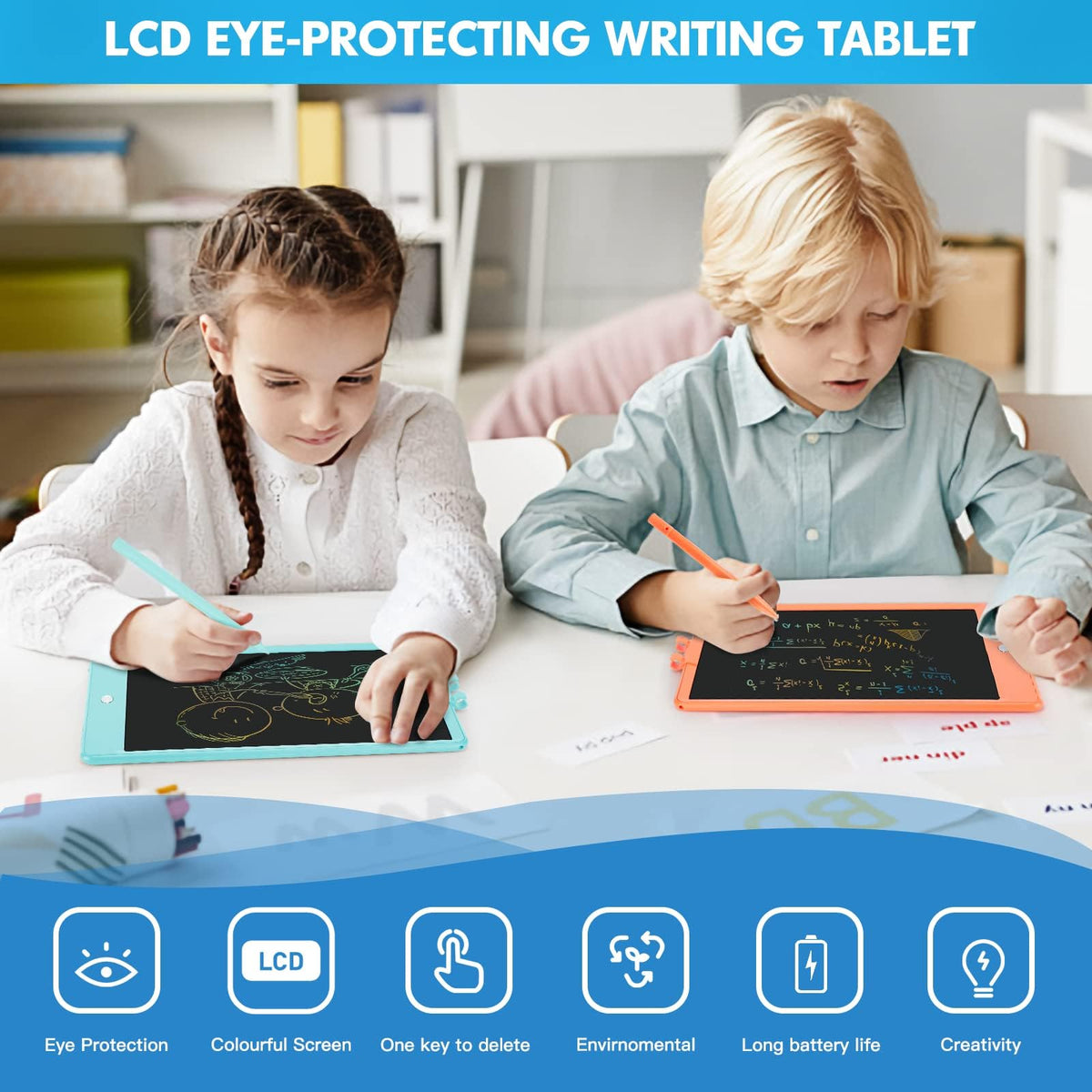 LCD Writing Tablet for Kids 10 Inch Reusable Drawing Tablets for Kids Colorful Writing Board Electronic Drawing Board Educational and Learning Toys for 2-4 Year Old Boys