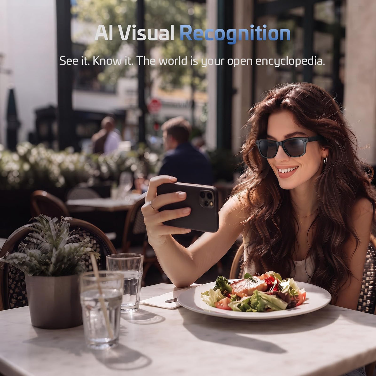 2026 AI Smart Glasses for Men Women,4K HD Video & Photo Capture,Real-Time Translation,Recording Glasses with AI Assistant,Open-Ear Audio,Object Recognition Glasses (Sunglasses Lens+Photochromic Lens)