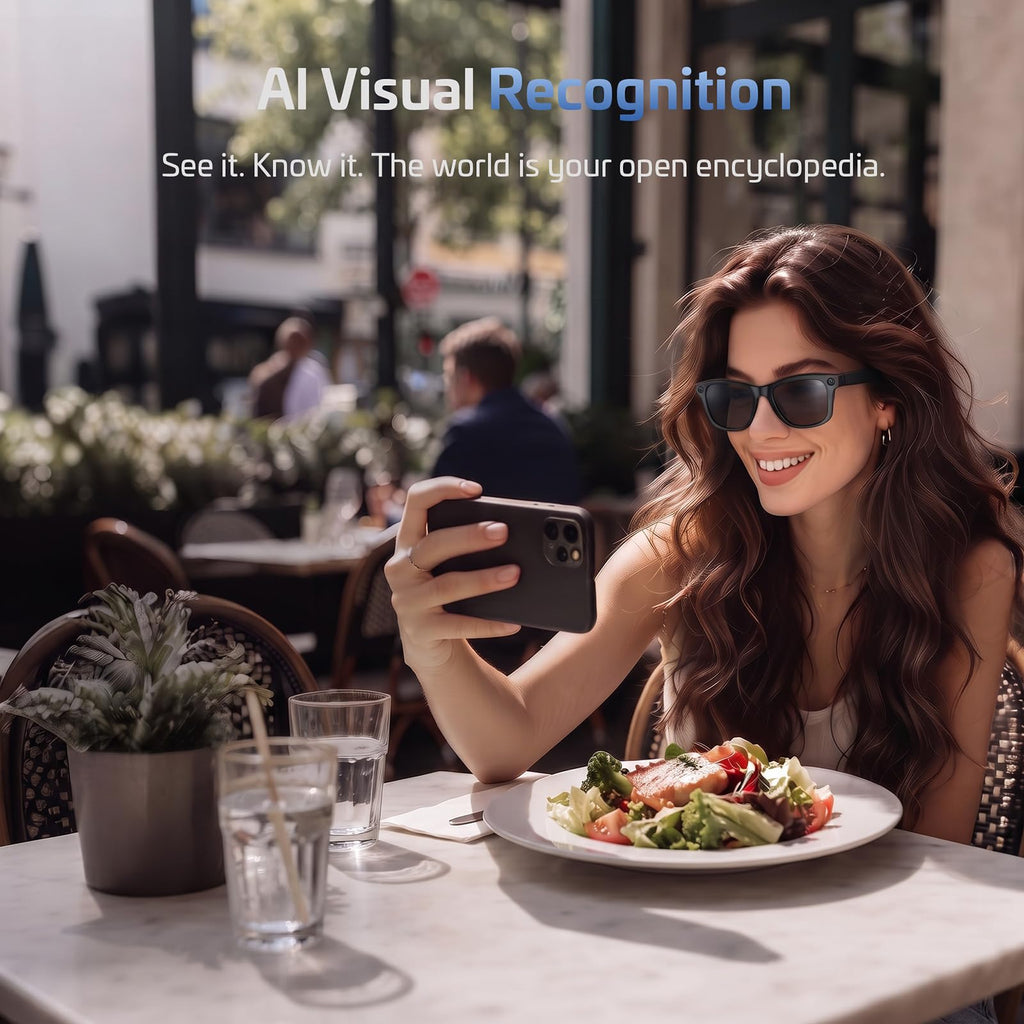 2026 AI Smart Glasses for Men Women,4K HD Video & Photo Capture,Real-Time Translation,Recording Glasses with AI Assistant,Open-Ear Audio,Object Recognition Glasses (Sunglasses Lens+Photochromic Lens)