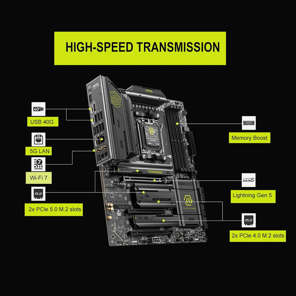Micro Center AMD 9950X3D Processor with MSI MAG X870E Tomahawk Motherboard