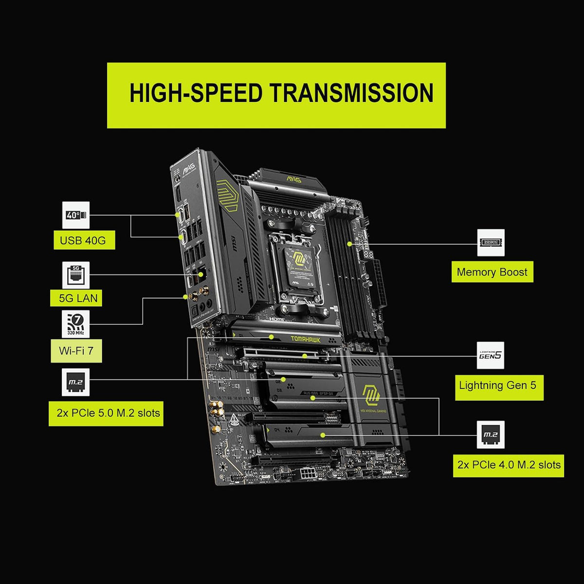 Micro Center AMD 9950X3D Processor with MSI MAG X870E Tomahawk Motherboard