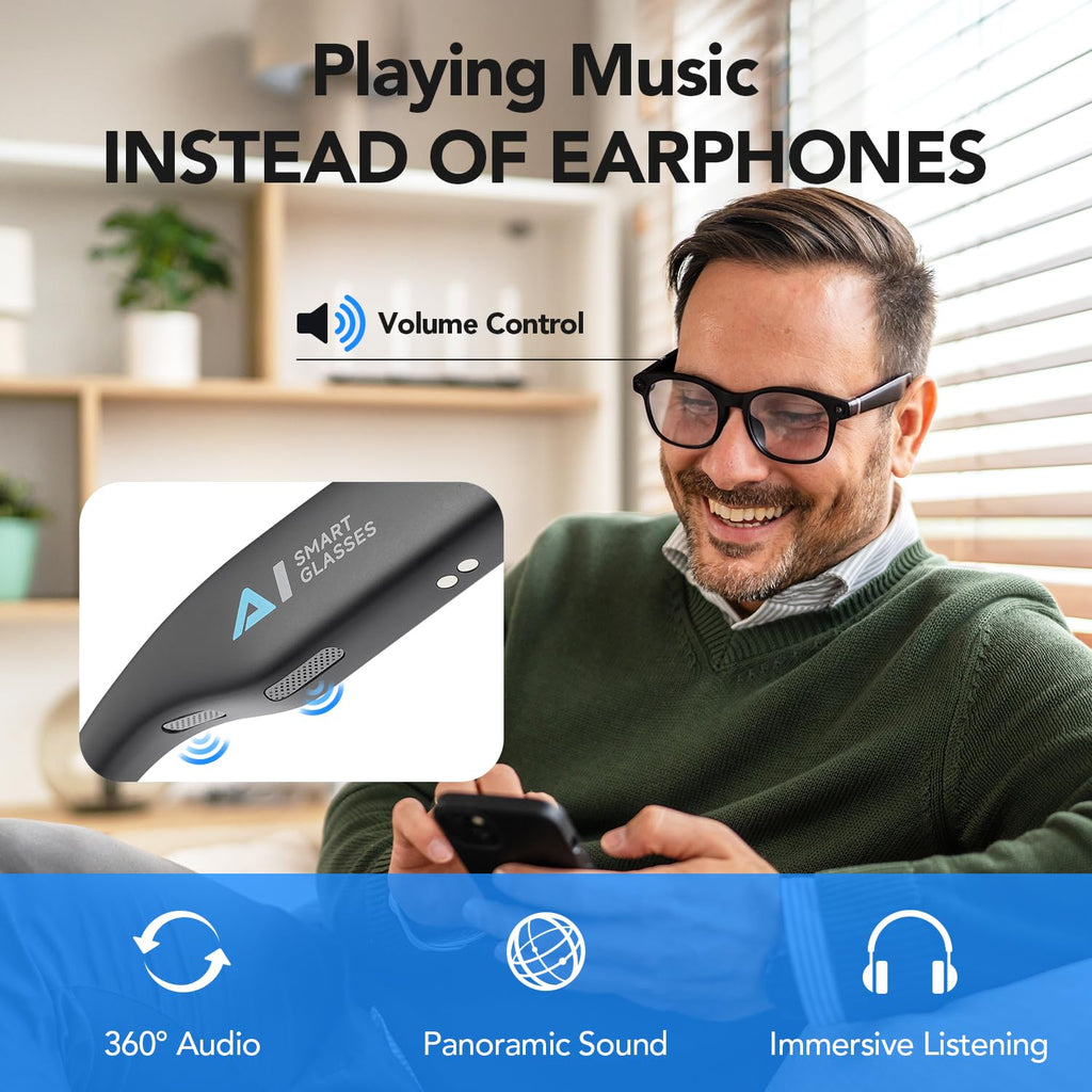 Sporty AI Bluetooth Smart Glasses with Camera for Cycling & Hiking Unisex