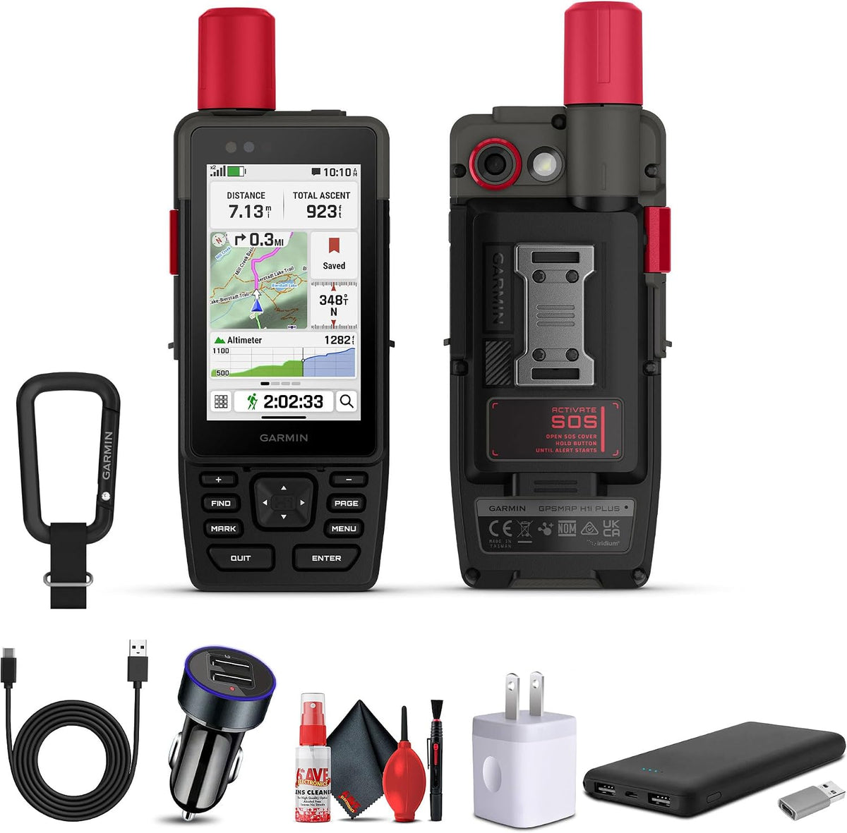 Garmin GPSMAP H1i Plus Rugged Hiking Premium GPS Handheld Navigator with inReach Plus Satellite Technology to Share Text, Photos, Voice Messages, SOS Off-Grid, Long Battery Life, Preloaded Maps Bundle