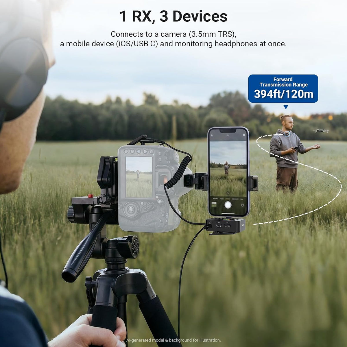 NEEWER CM26 MAX AI Wireless Lavalier Microphone for Phone Camera PC