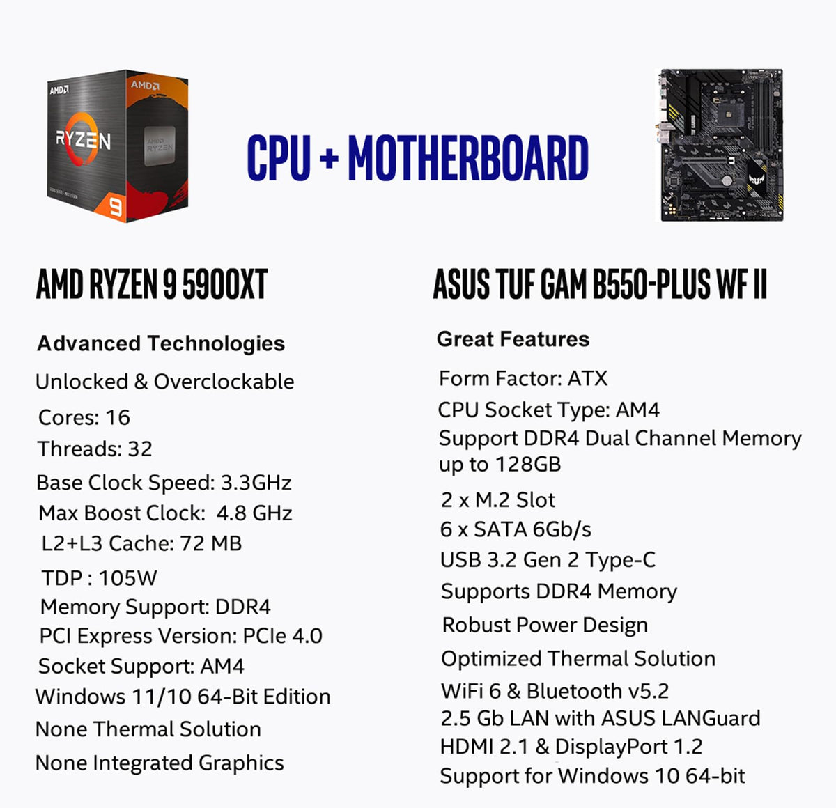 MICRO CENTER AMD 5500 Processor with ASUS TUF Gaming A520M Plus Motherboard
