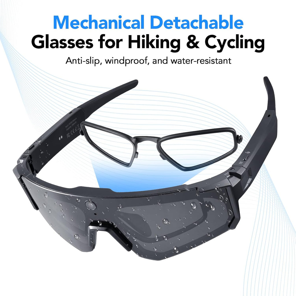 Sporty AI Bluetooth Smart Glasses with Camera for Cycling & Hiking Unisex