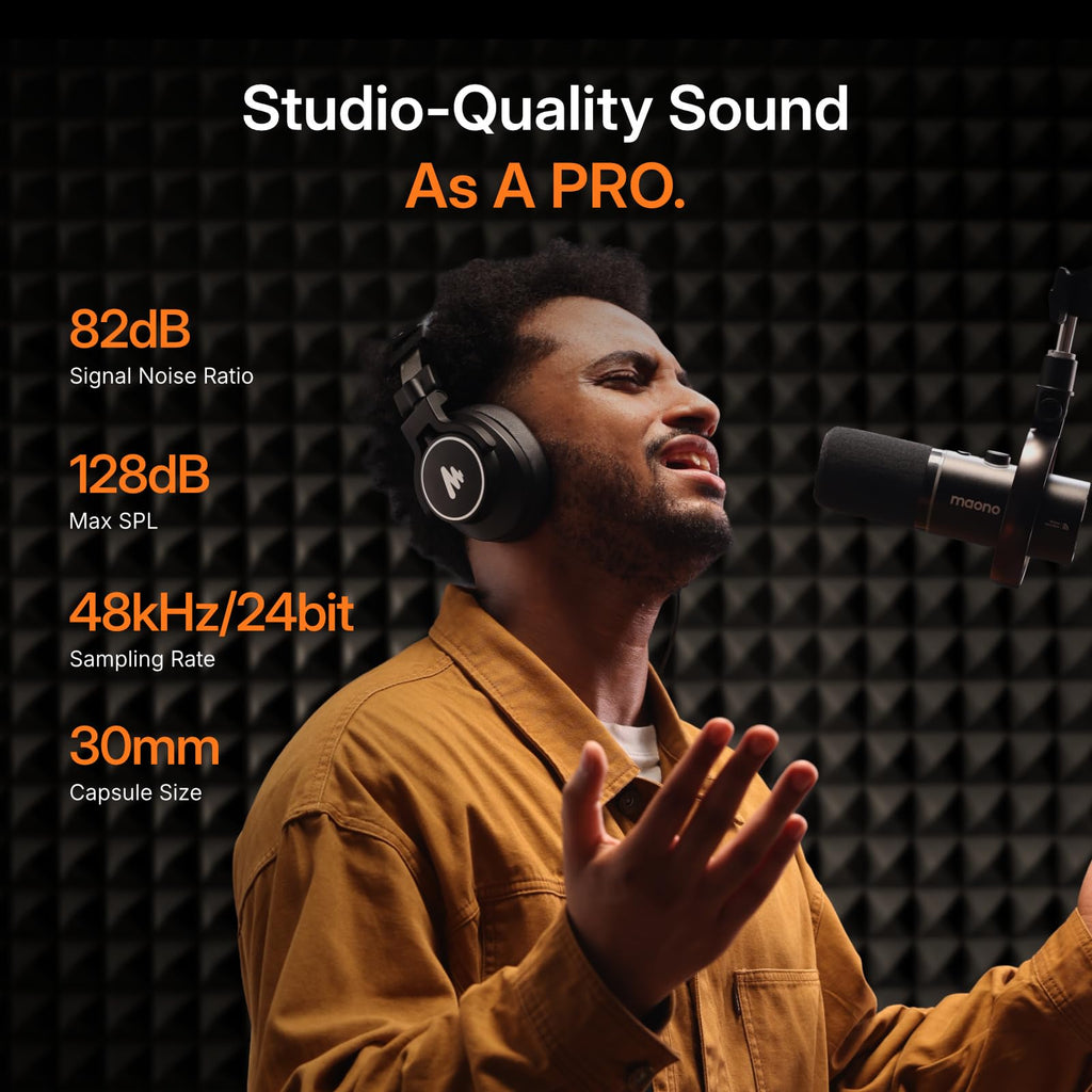 MAONO PD200W Hybrid Wireless Podcast Microphone for PC, Dynamic XLR USB Mic