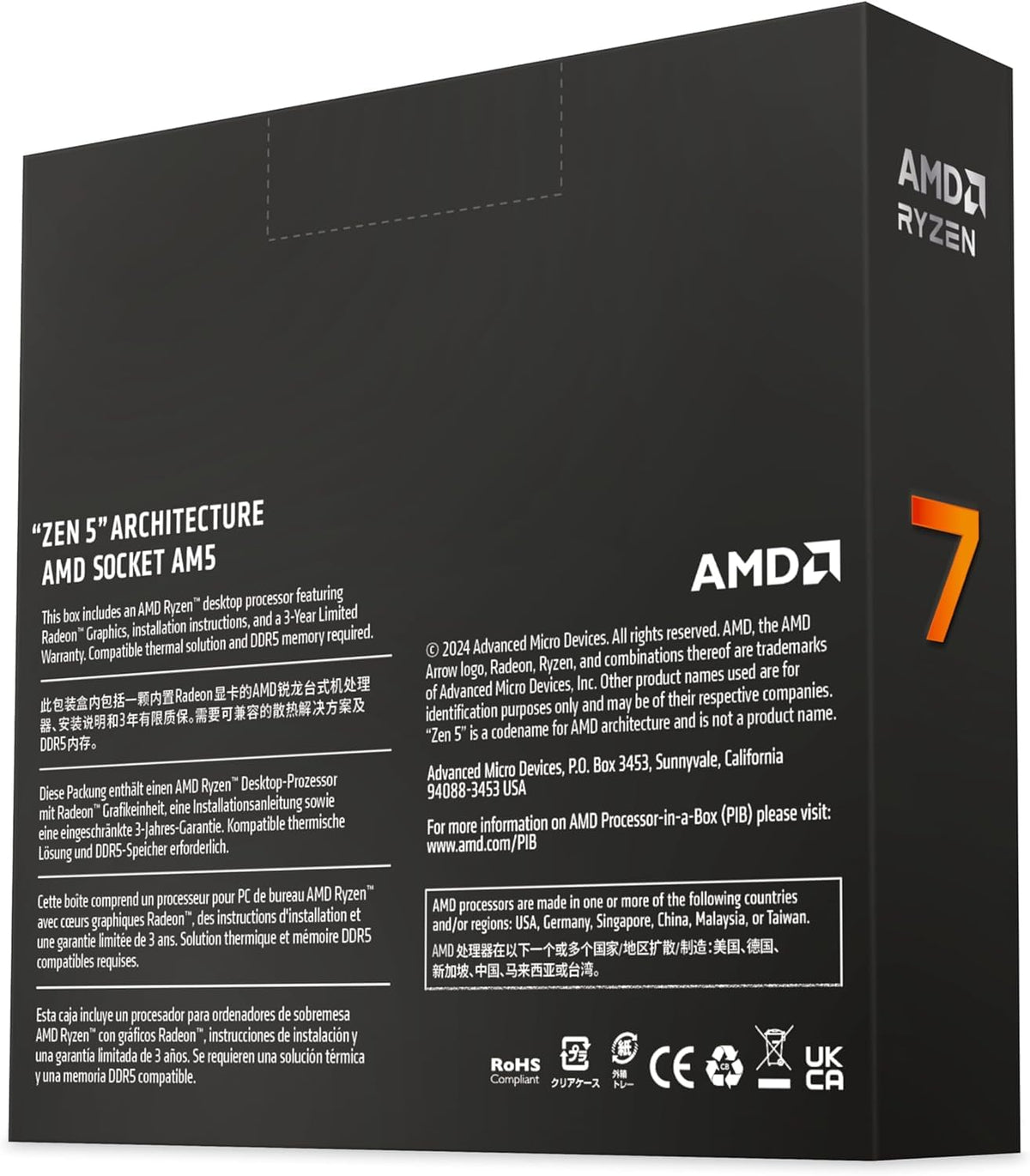 AMD Ryzenâ¢ 7 9700X 8-Core, 16-Thread Unlocked Desktop Processor