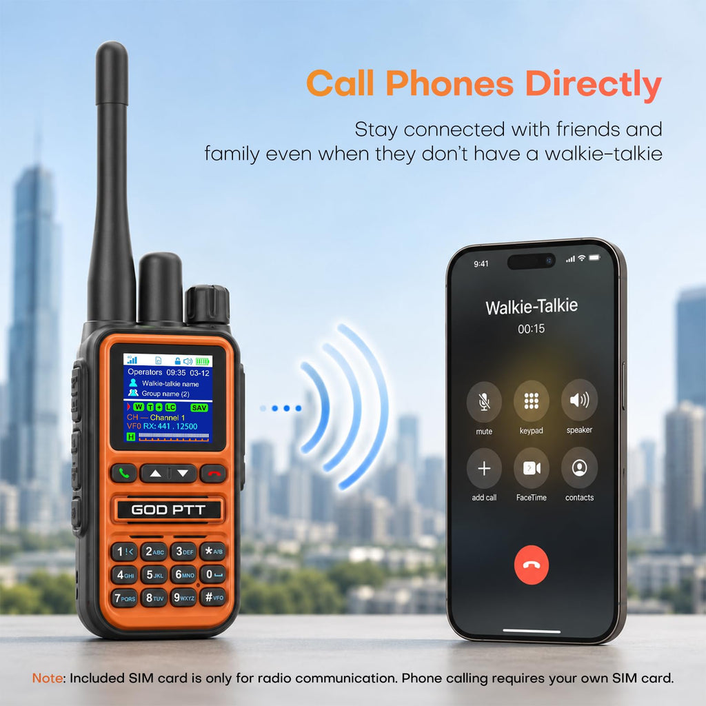 PoC+FRS Dual Mode 4G LTE Long Range Walkie Talkies, Blackï¼2-Pack