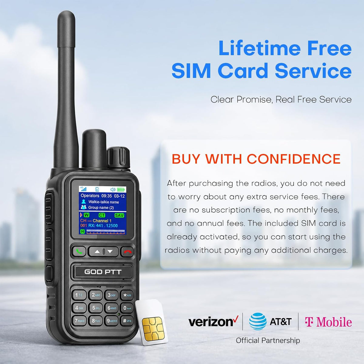 PoC+FRS Dual Mode 4G LTE Long Range Walkie Talkies, Blackï¼2-Pack