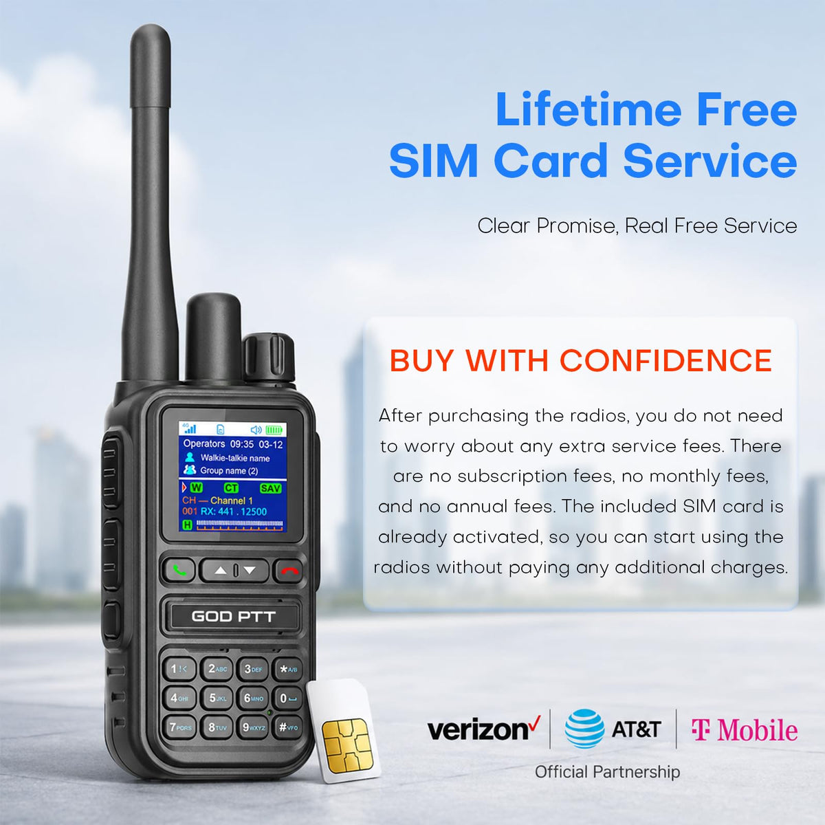 PoC+FRS Dual Mode 4G LTE Long Range Walkie Talkies, Blackï¼2-Pack