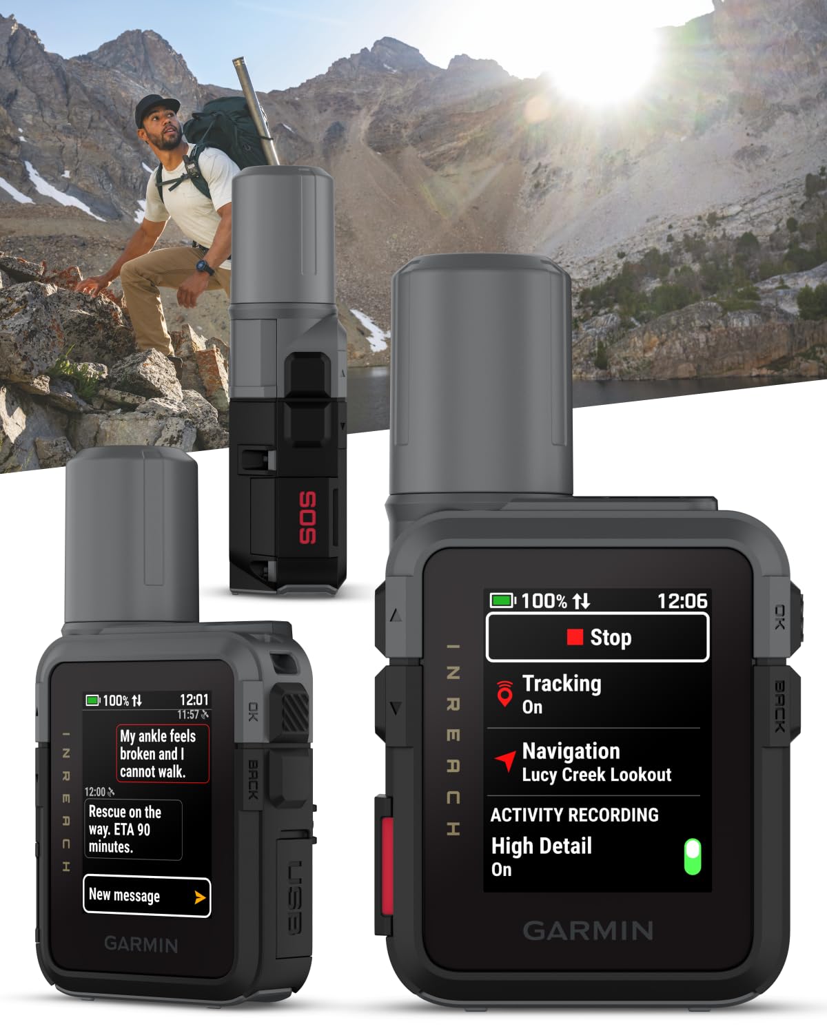 Garmin inReach Mini 3 Plus Rugged Global Satellite Communicator, Touchscreen Texting, Photo & Voice Messaging, Emergency SOS Messages & Battery Up to 350 Hours w/ Wearable4U Power Car/Wall Bundle