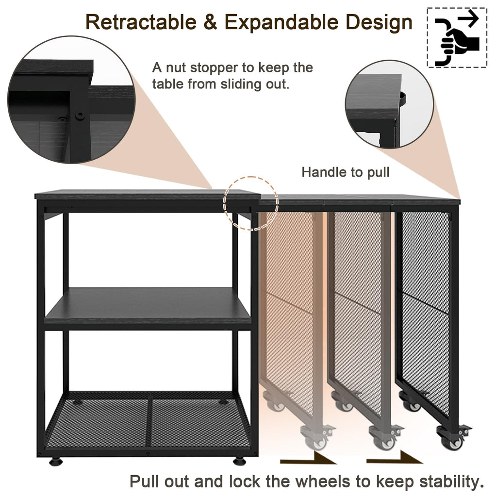 Natwind 24''x20'' Large Printer Stand,Extendable Home Craft Table,Retro