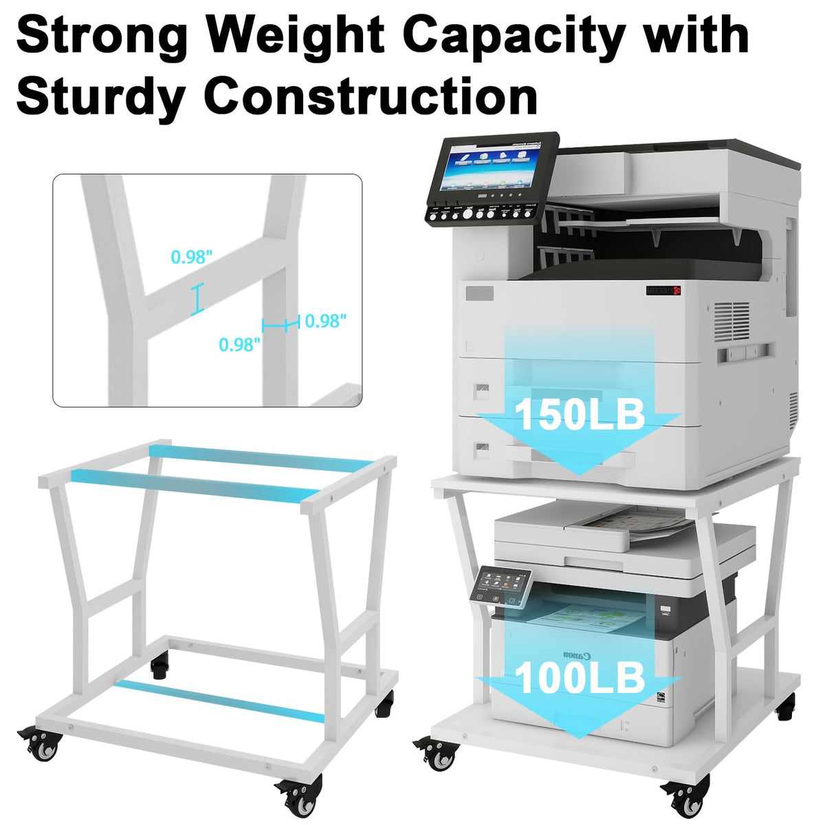 Natwind 2 Tier Printer Stand, 24''x24'',for Large Heavy Printers, Retro