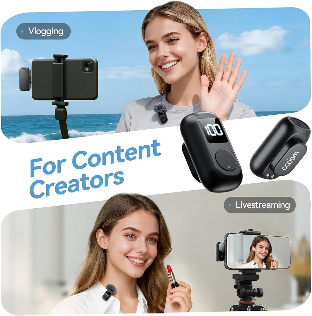 occiam Mini Lavalier Microphone for iPhone & Android Wireless Microphone