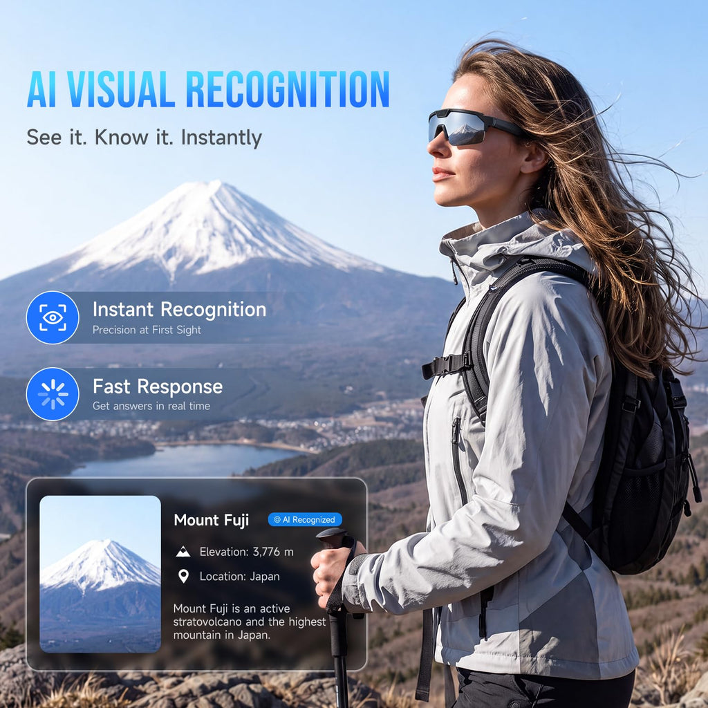 AI Smart Glasses with 35MP Camera,1200P EIS Video Recorder for Cycling