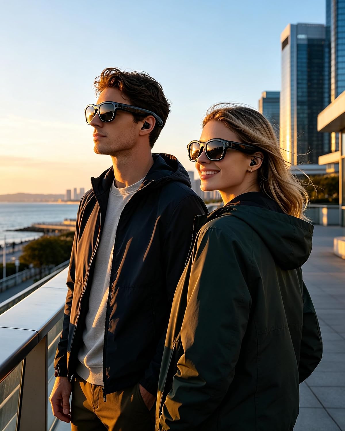 Smart AI Glasses with Camera, 1080P HD Video & 8MP Photo Capture, Real-Time Translation, Recording Glasses, Wireless Charging, Voice Assistant, Open-Ear Audio, Object Recognition, Bluetooth, 3 Lens